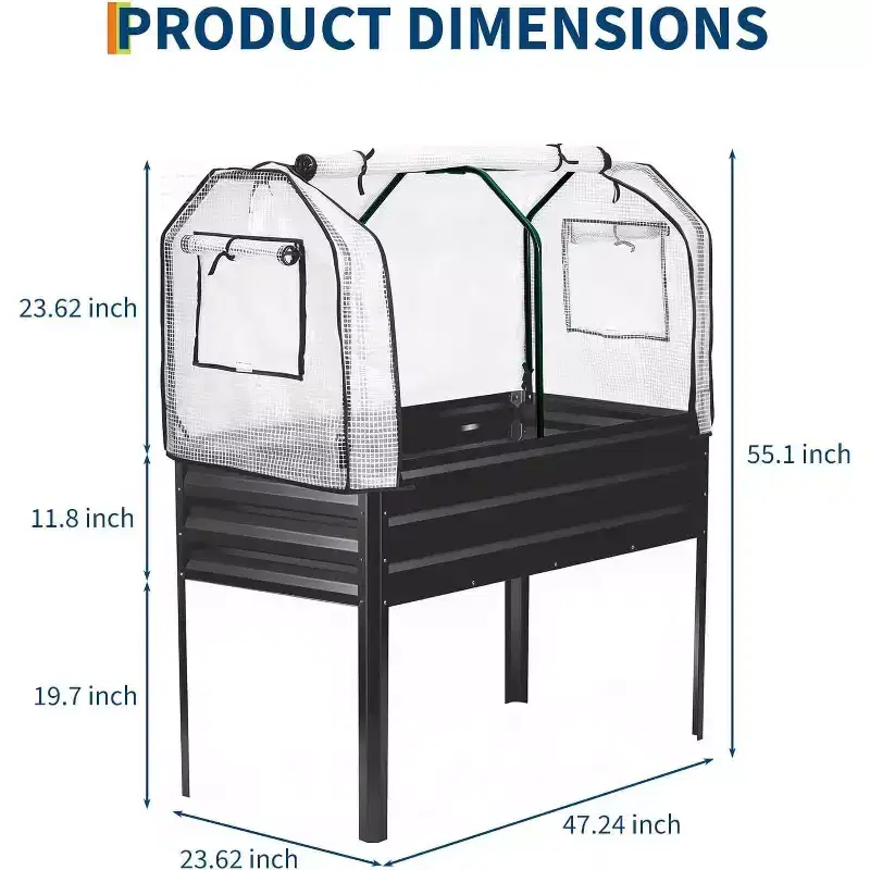 Galvanized Raised Garden Bed with Legs & Greenhouse Cover,Elevated Planter Box,Built-in Watering System,400lb Capacity for Vegetables, Flowers