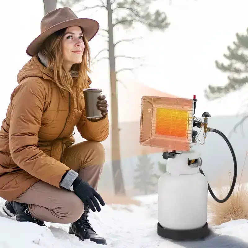 VEVOR Propane Tank Top Heater, 13000 BTU Rapid Heating 180-Degree Infrared Radiant Tank Top Gas Heater, Stepless Temperature Adjustment, Silver