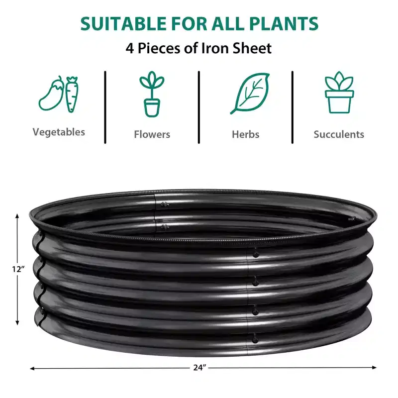 Round Raised Garden Bed Galvanized Boxes with Rust Corrosion Protection, Easy Assembly Safe Edge Metal Kit for Vegetables Fruits Flowers