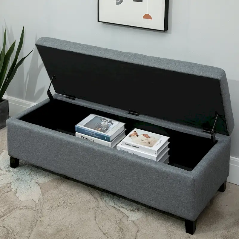 Holmden 51-inch Fabric Tufted Storage Ottoman Bench