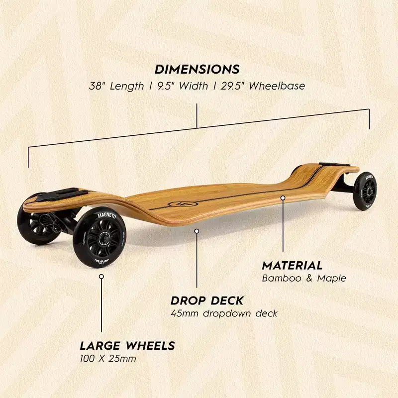 Magneto Glider Collection | 40 x 9.25 | Longboard Skateboard | 100mm Wheels | Bamboo Deck with Maple Core | Fully Assembled