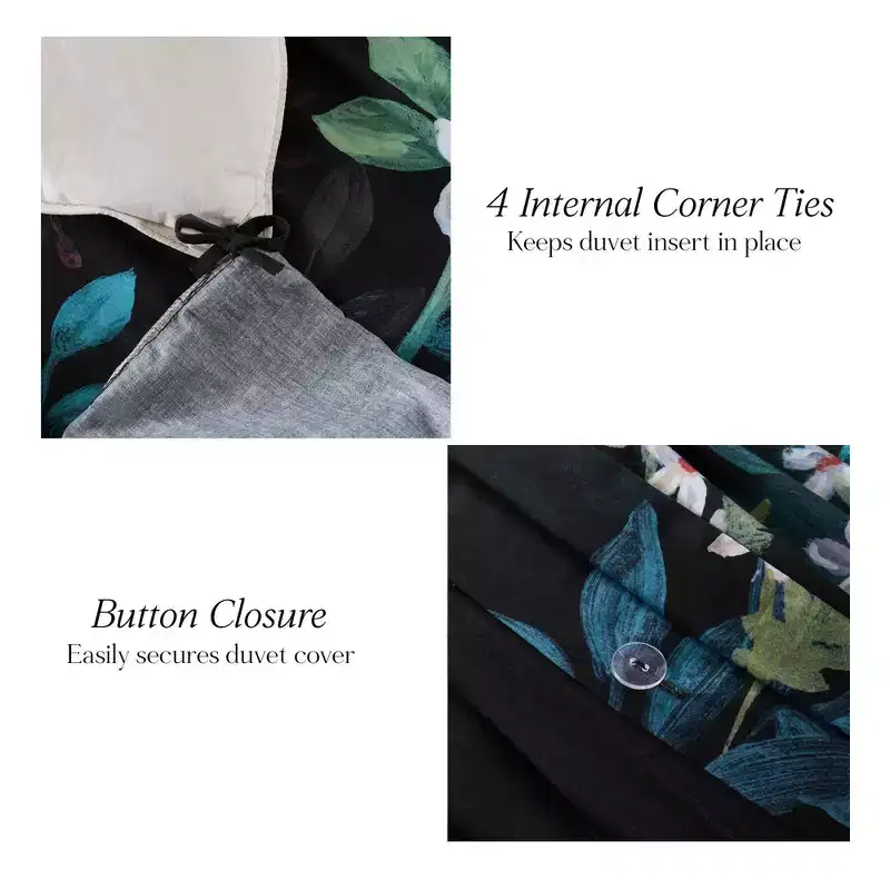 Lush Dcor Fantasy Floral Cotton Duvet Cover Black
