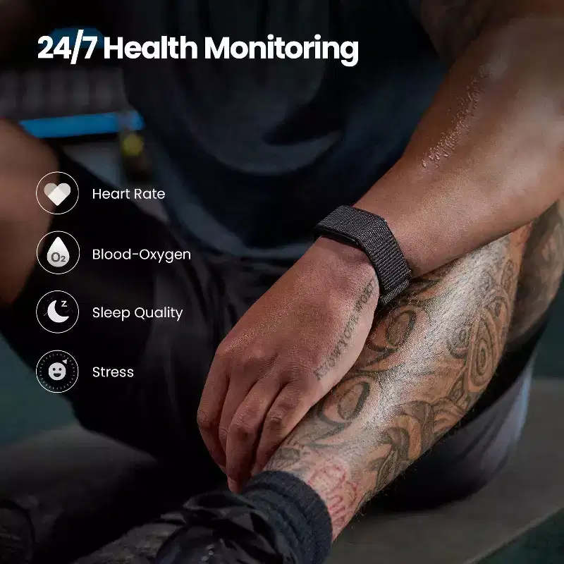 Amazfit Helio Strap Fitness Tracker Wristband, 24/7 Activity and Sleep Tracker with Heart Rate, 10 Days Battery, 27 Sports Modes - Black