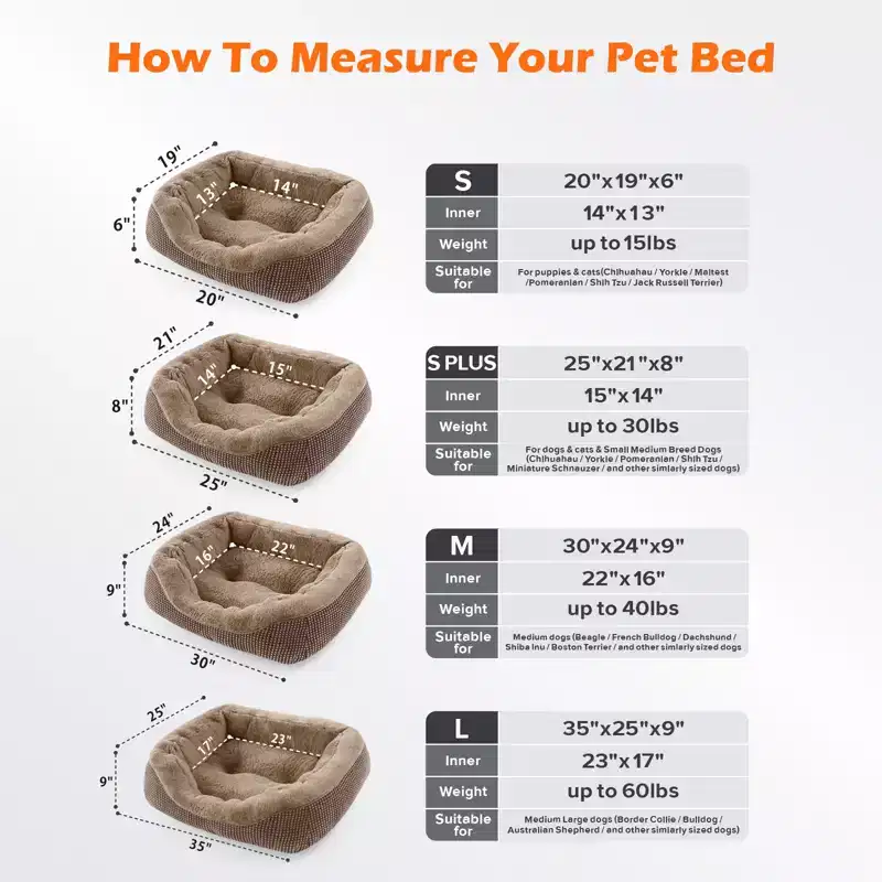 JOEJOY Dog Beds Orthopedic Warming Soft Sleeping Puppy Bed Durable Pet Bed with Anti-Slip Bottom