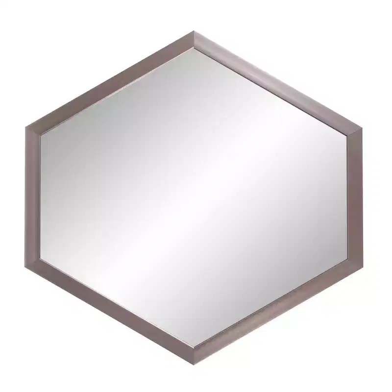 Hexagonal Wall Mirror with Graphite Foil Frame, Modern Industrial Decor, 30