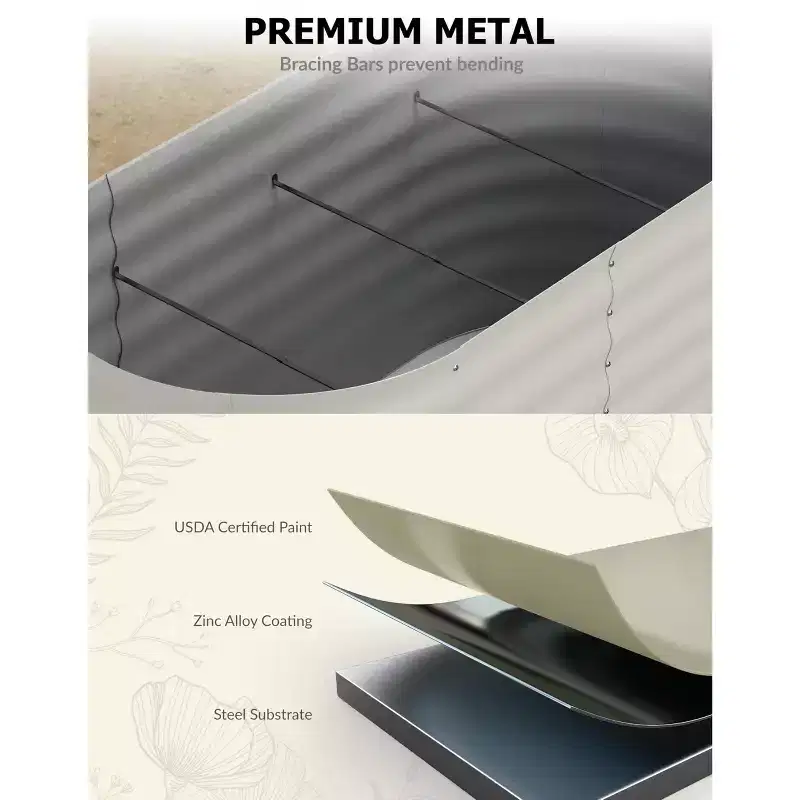 2 Pcs Raised Garden Beds Outdoor- Galvanized Steel Planter Box for Vegetables, Flowers, Rust-Resistant Garden Box