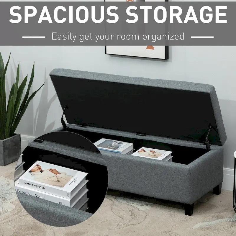 Holmden 51-inch Fabric Tufted Storage Ottoman Bench