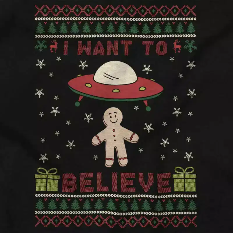 Christmas Gingerbread UFO Pattern Sweatshirt for Men or Women Brisco Brands
