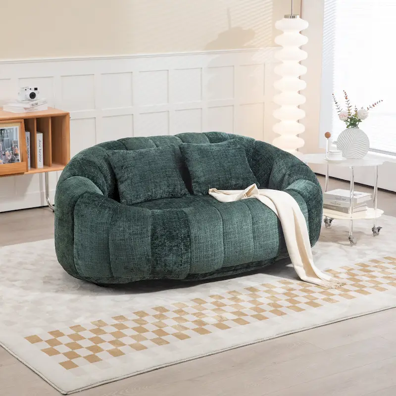 Chenille Foam-Filled Loveseat Floor Sofa, 59-inch