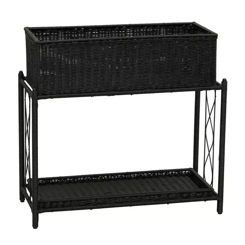 Raised Two Tier Plant Stand with Two Interchangeable Shelves, Great Indoors or Outdoors for Plants or Other Storage